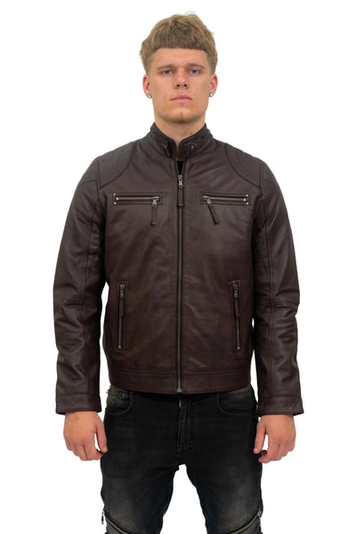 Mens Moto Leather Biker Jacket-Taiwan