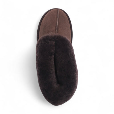 Women's Sheepskin Suede Ankle Brown Slip-On Bootie Winter - Glacier