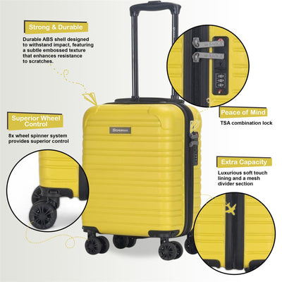 ABS Hardshell Underseat Cabin Suitcase 45 x 30 x 20 cm Luggage Suitable for Wizz Air