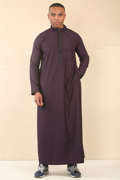 Mens Thobe Jubba Emirati Islamic Arabic Eid Embroidery Kaftan Jubbah Robe