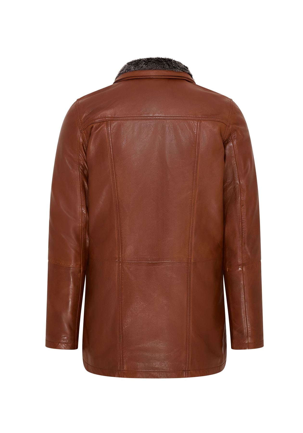 Mens Mid-Length Warm Leather Trench Coat - Varkaus