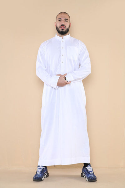 Mens Thobe Jubba Saudi Islamic Arabic Eid Cotton Kaftan Jubbah Umrah Robe