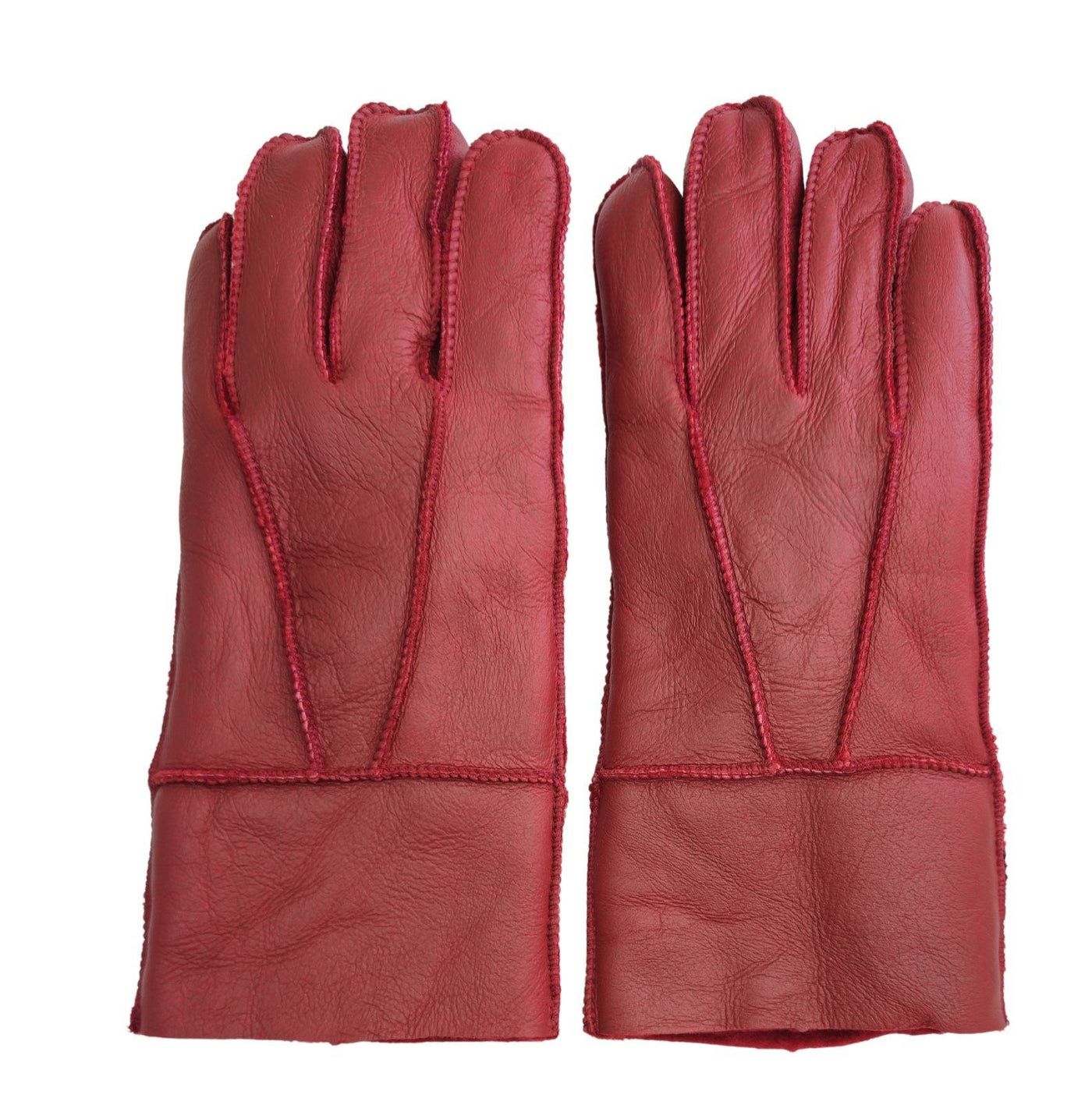 Unisex Sheepskin Leather Gloves with Roll Up/Down Cuff