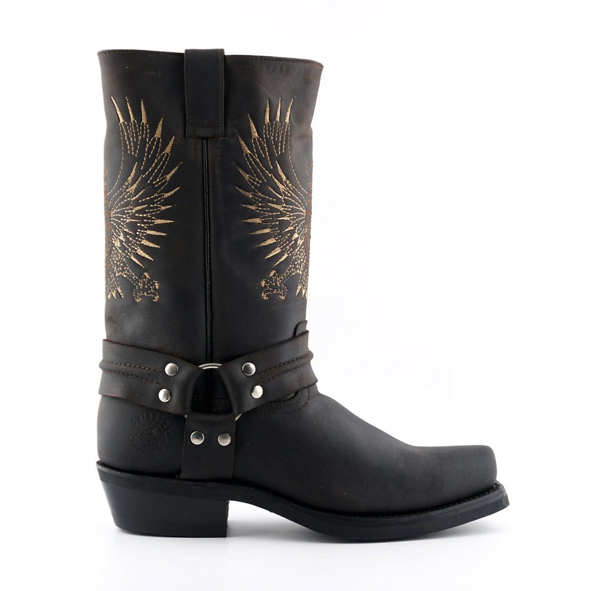 Grinders Mens Brown Leather Cowboy Boots-Bald Eagle