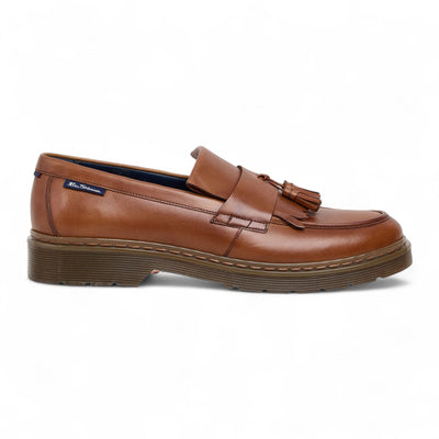 Ben Sherman Men's Tan Brown Leather Tassel Loafer Shoes - Dudley