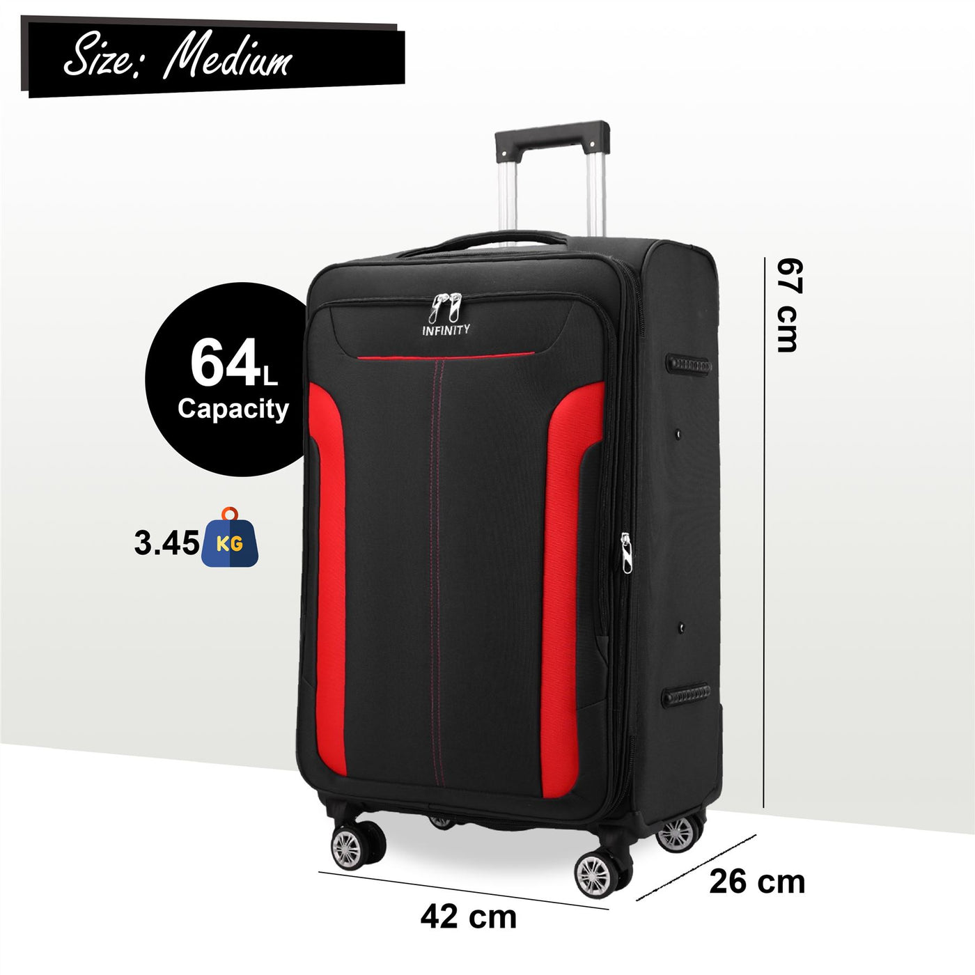 8 Wheel Lightweight Suitcase Luggage Travel Bags Set