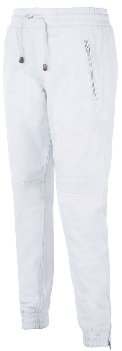 Mens  Leather Jogging Bottoms-Boston