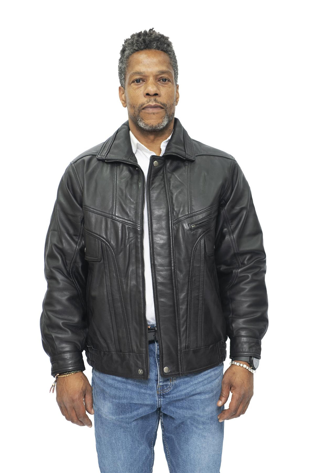 Mens leather harrington jacket hotsell