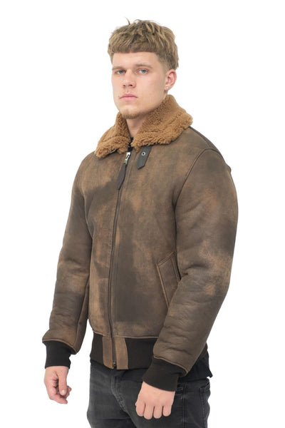 Mens Antique Sheepskin Bomber Jacket-Hounslow