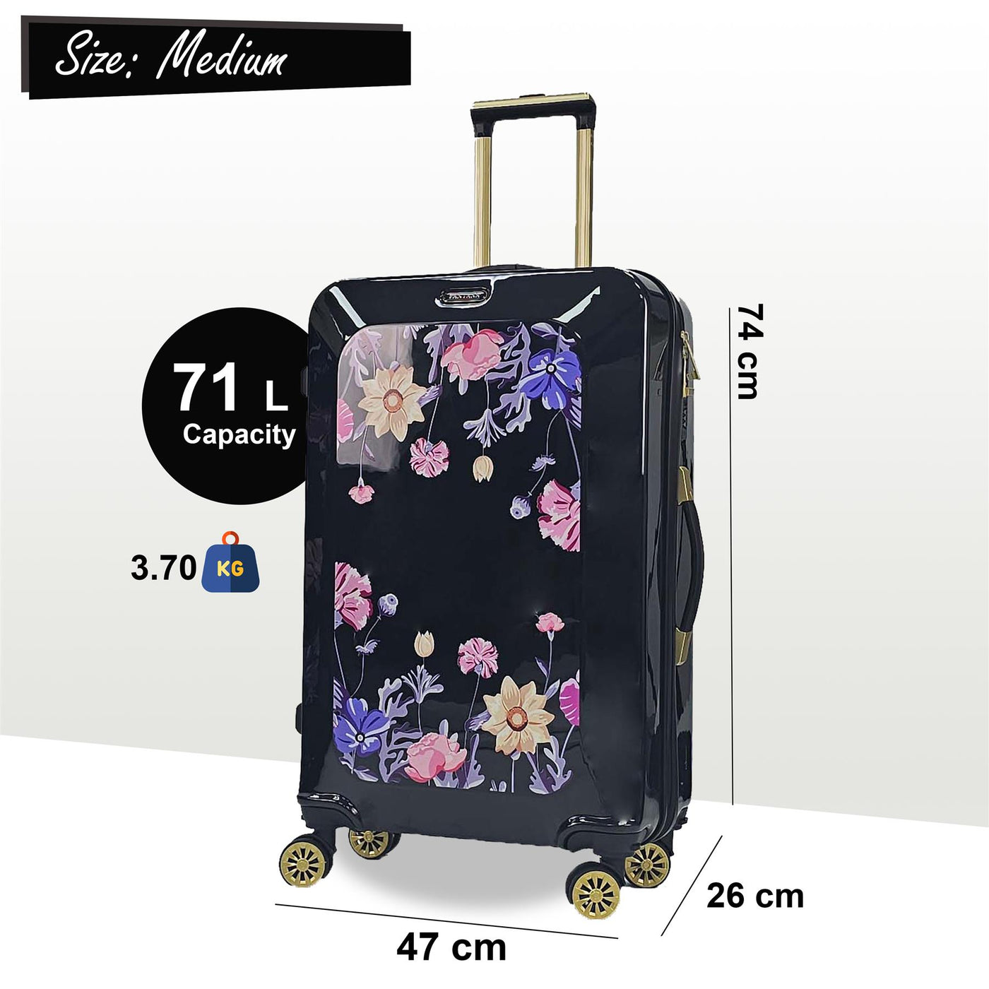 Hard Shell Flower Print Suitcase Luggage Set