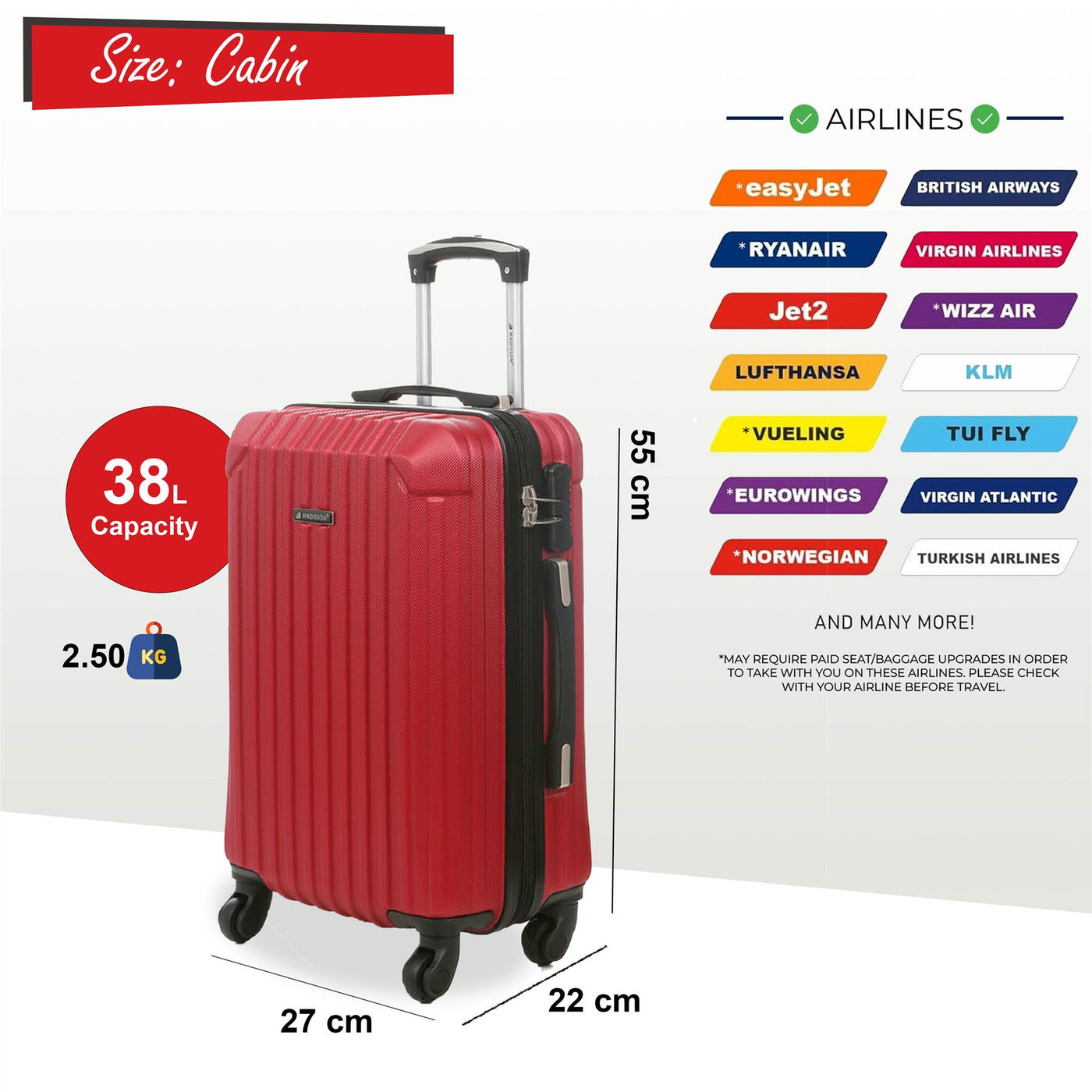 Hard Shell ABS 8 Wheels Luggage Travel Cabin Suitcase Set