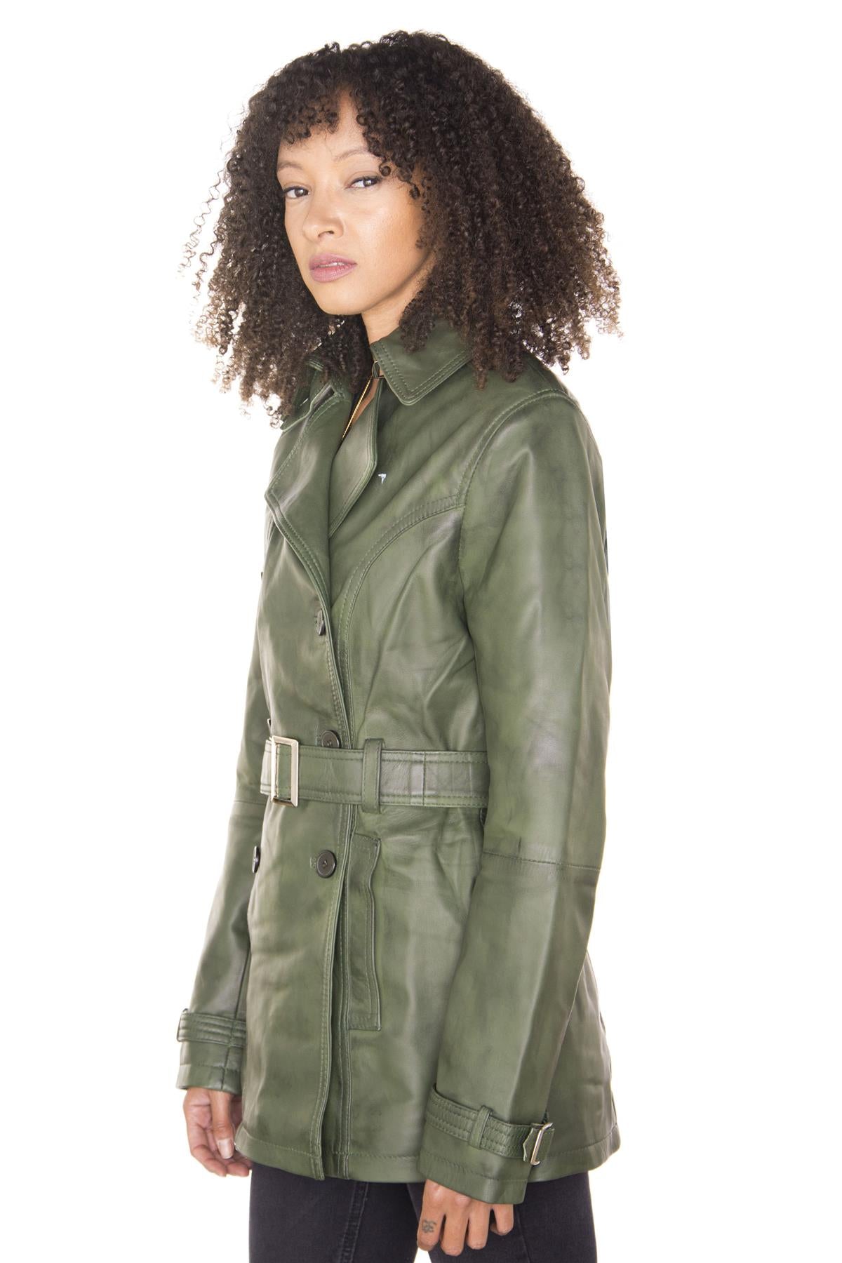 Womens Nappa Leather Trench Coat-Mosul
