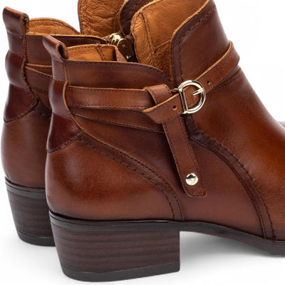 Pikolinos Women’s Cuero Brown Leather Ankle Bootie Zip Heel Boots - Daroca