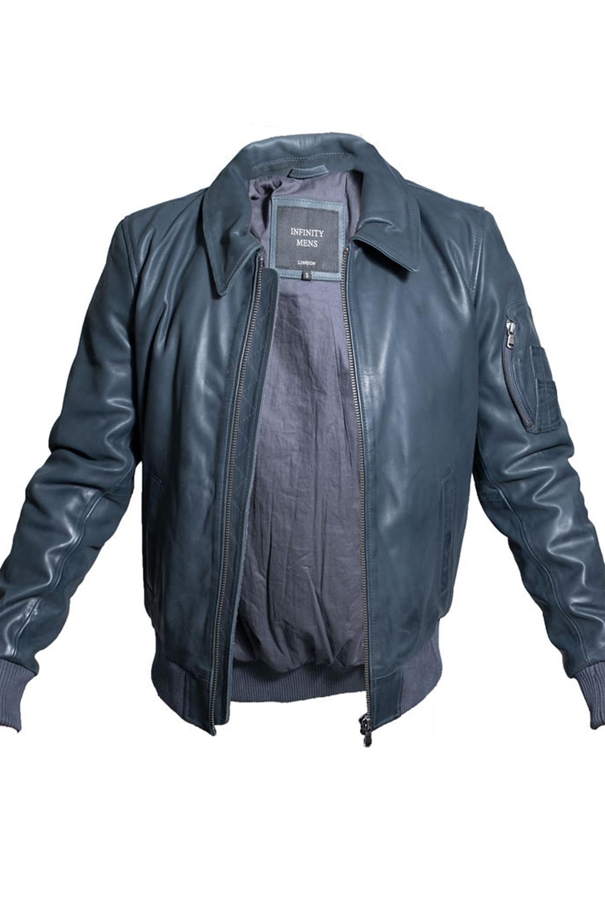 Mens A2 Cowhide Leather Bomber Jacket-Oslo