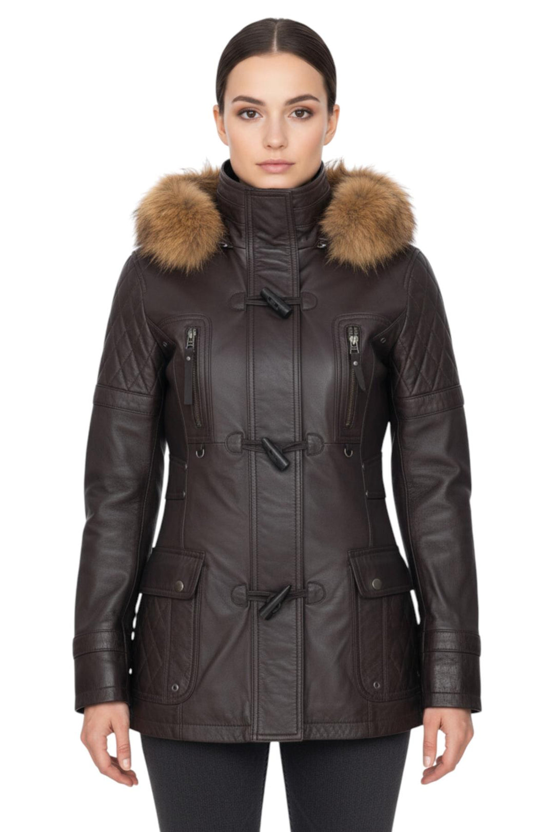 Womens Quilted Leather Parka Jacket-Brussels – Infinity Leather