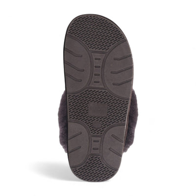 Women's Genuine Sheepskin Brown Suede Mule Winter Slippers - Luna