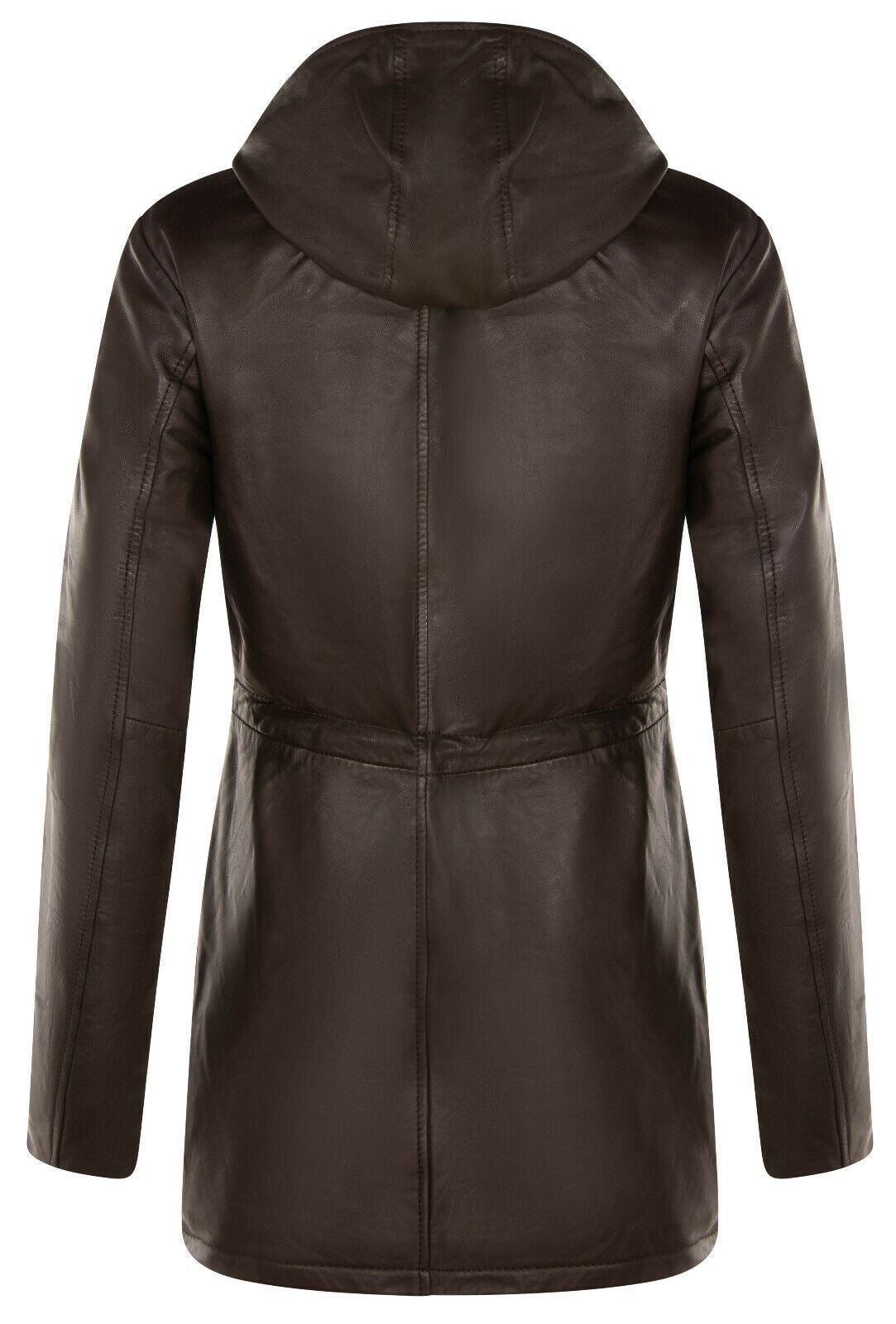 Giacca parka con cappuccio in pelle da donna - Bucarest