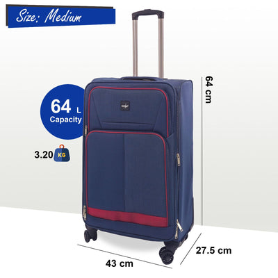 Soft 3 pcs Luggage Suitcase Set Cabin Light Travel Bags