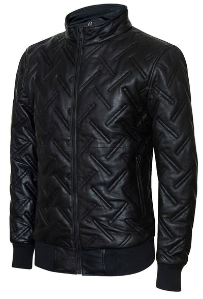 Mens Quilted Leather Bomber Jacket - Taunton - Upperclass Fashions 