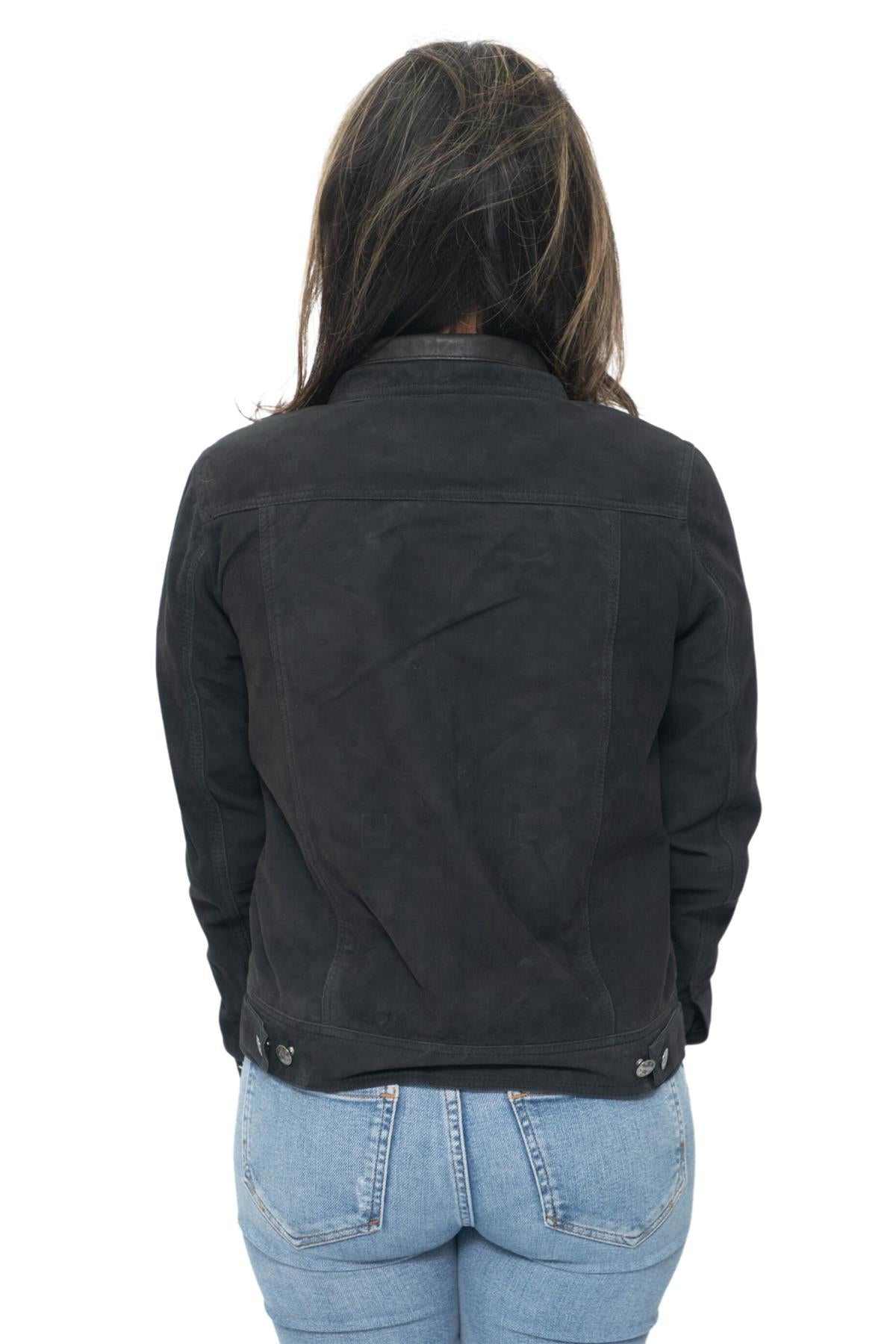 Womens Goat Suede Trucker Jeans Jacket-Astoria