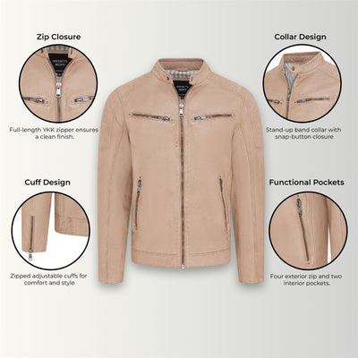 Men's Modern Classic Leather Quilted Biker Jacket - Derry