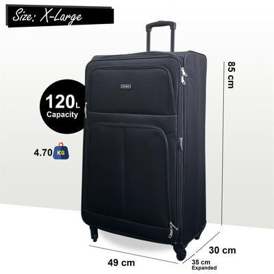 Expandable Soft Shell 4 Wheel Luggage Travel Cabin Suitcase Set Holiday Bags