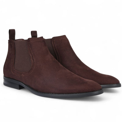 Men's Suede Chelsea Boots Real Leather Lined Slip-On