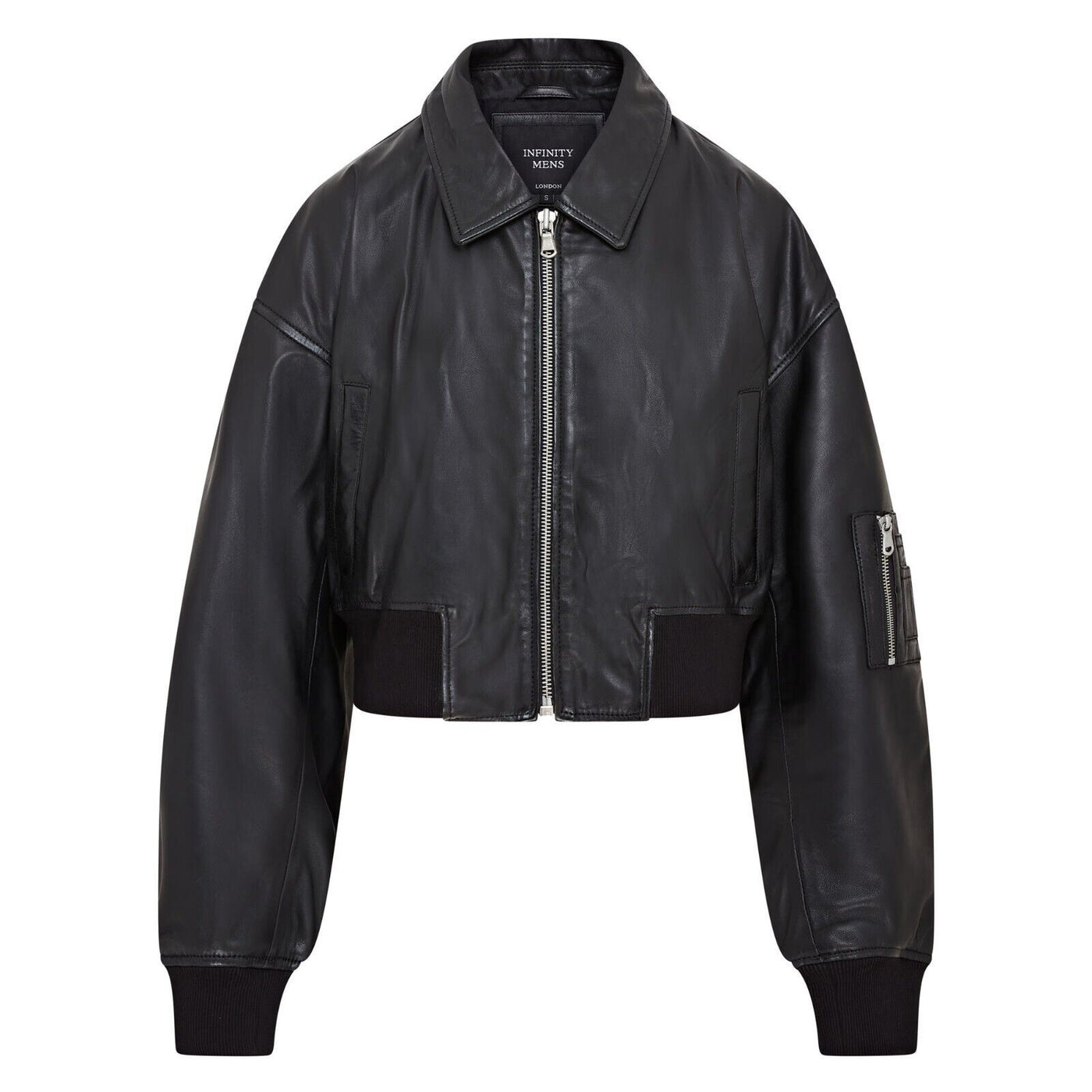 Womens Oversized Leather MA-1 Bomber Jacket - Bozeman