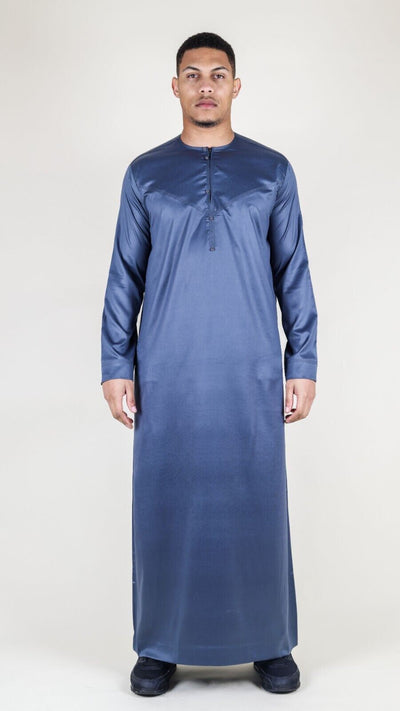 Men's Thobe Robe Satin Emirati Islamic Jubba Eid Slim Fit