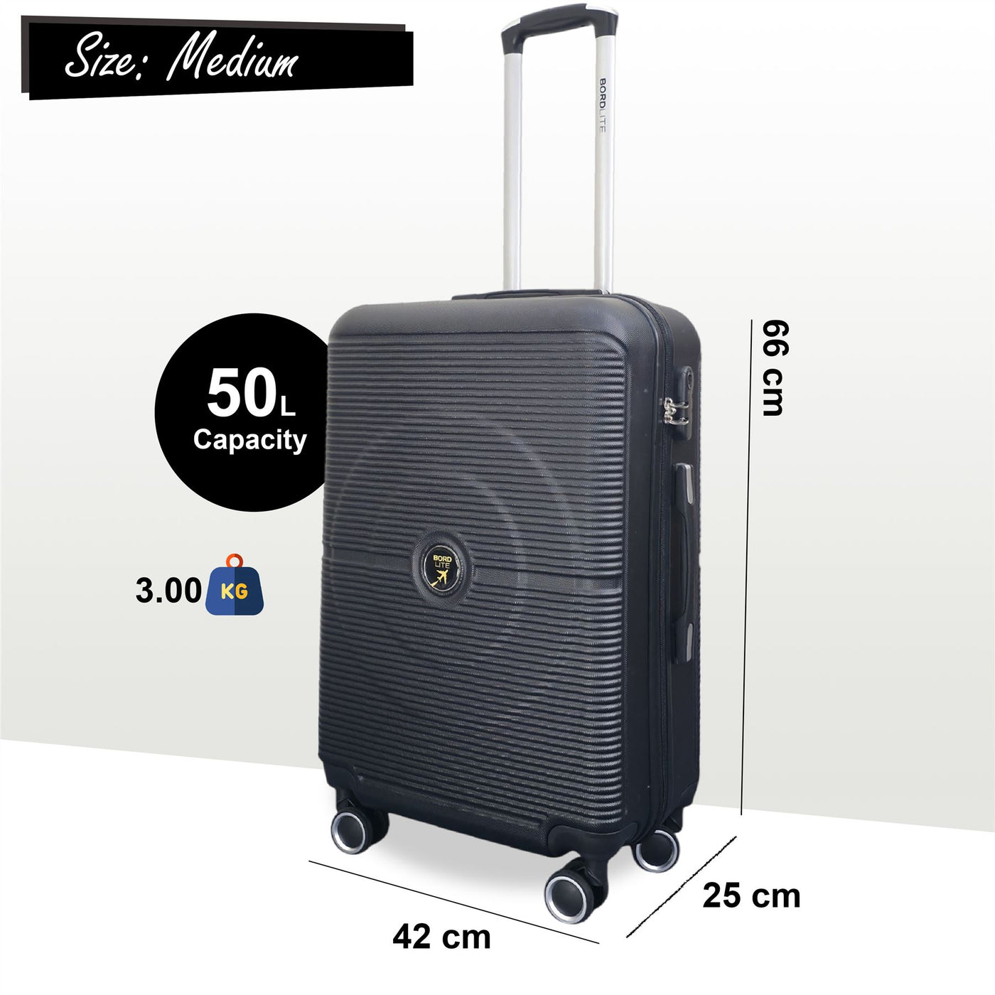 Robust ABS Hard Shell 8 Wheels Luggage Travel Holiday Cabin Suitcase Set