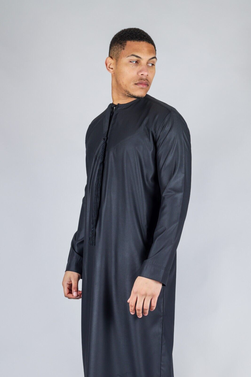 Men's Thobe Emirati Islamic Jubba Robe Eid Tassel Slim Fit