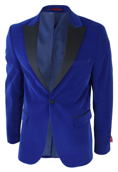 Mens Blue Velvet Dinner Tuxedo Suit Jacket Blazer