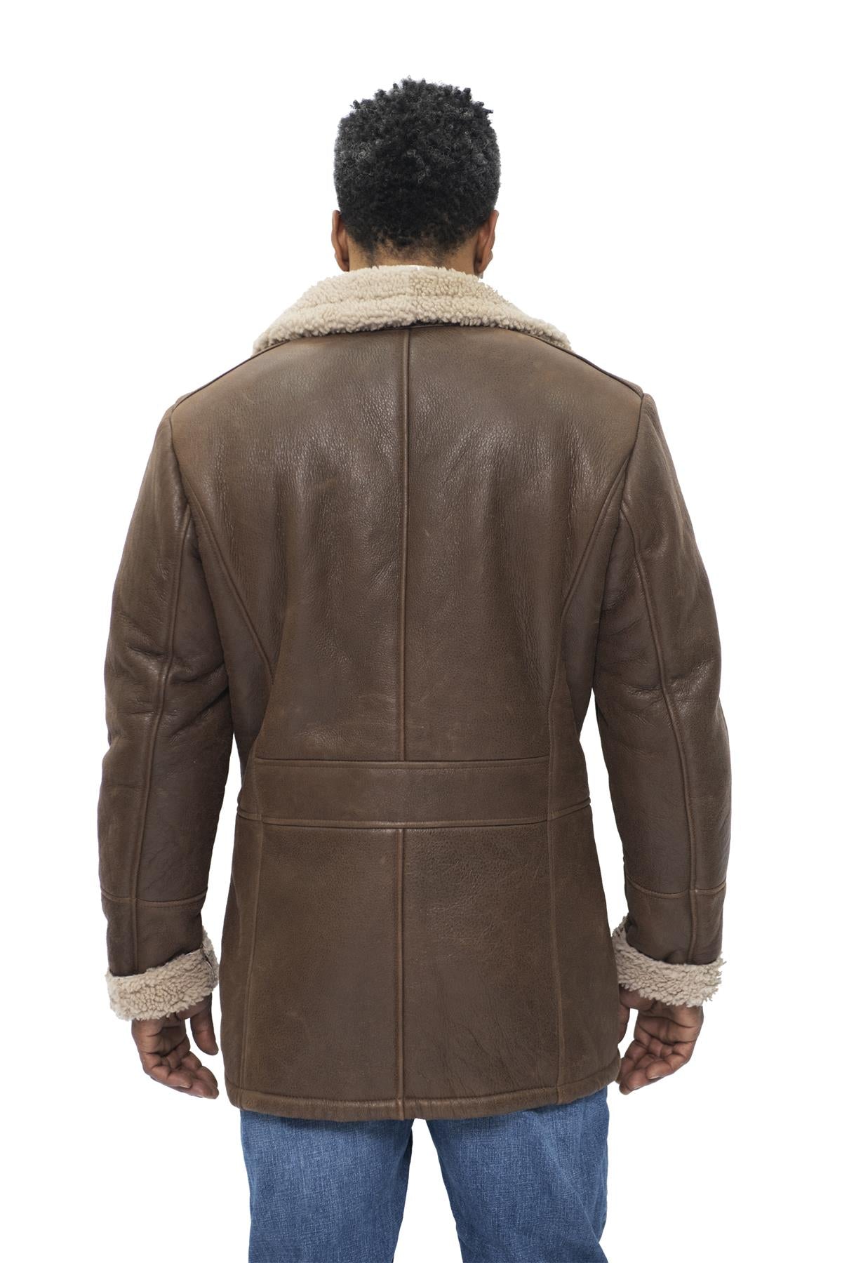 Mens Classic Sheepskin Leather Crombie Jacket-Kimberley