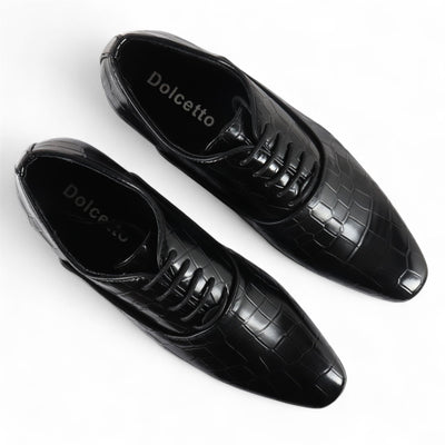 Men's Black Classic Lace-Up Oxford Derby Formal Shoes