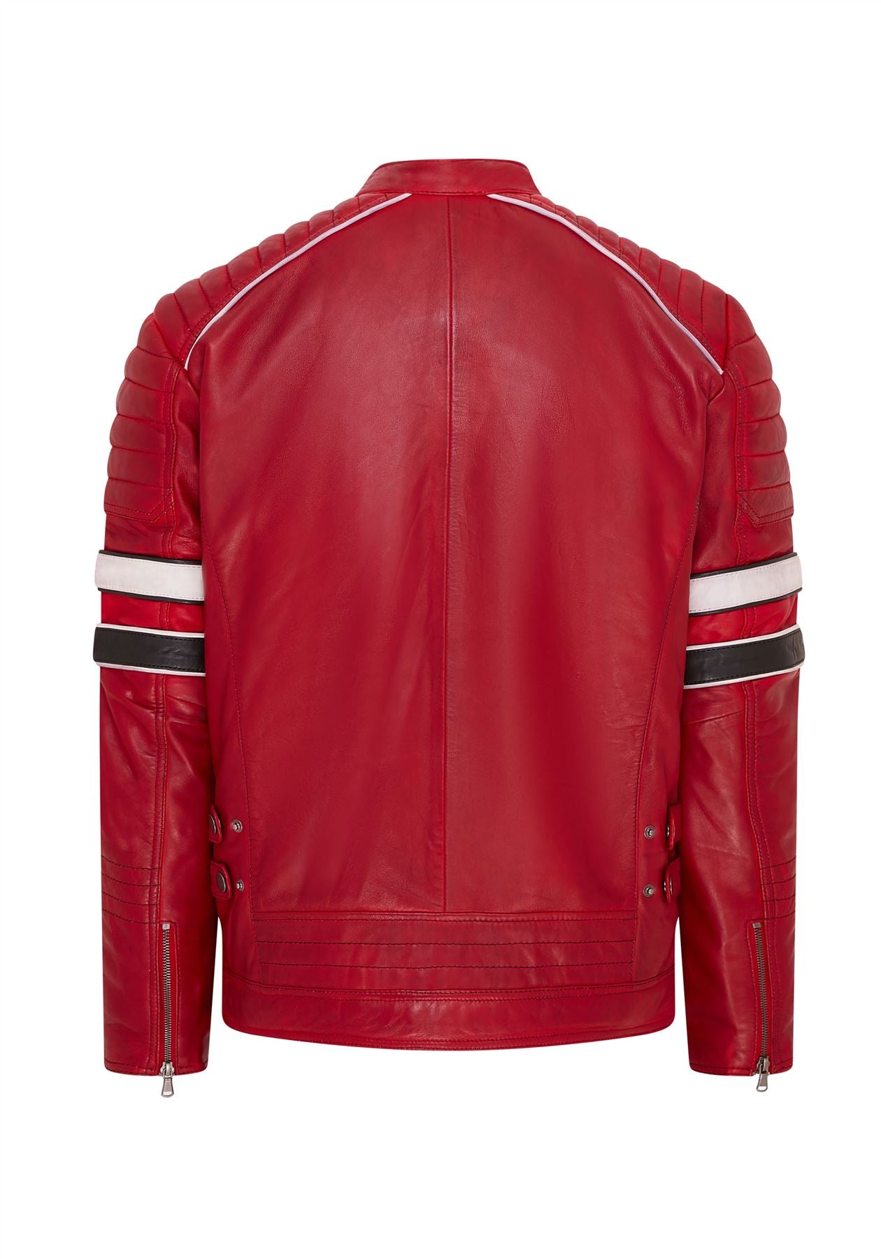 Mens Quilted Leather Biker Racing Jacket- Brevik