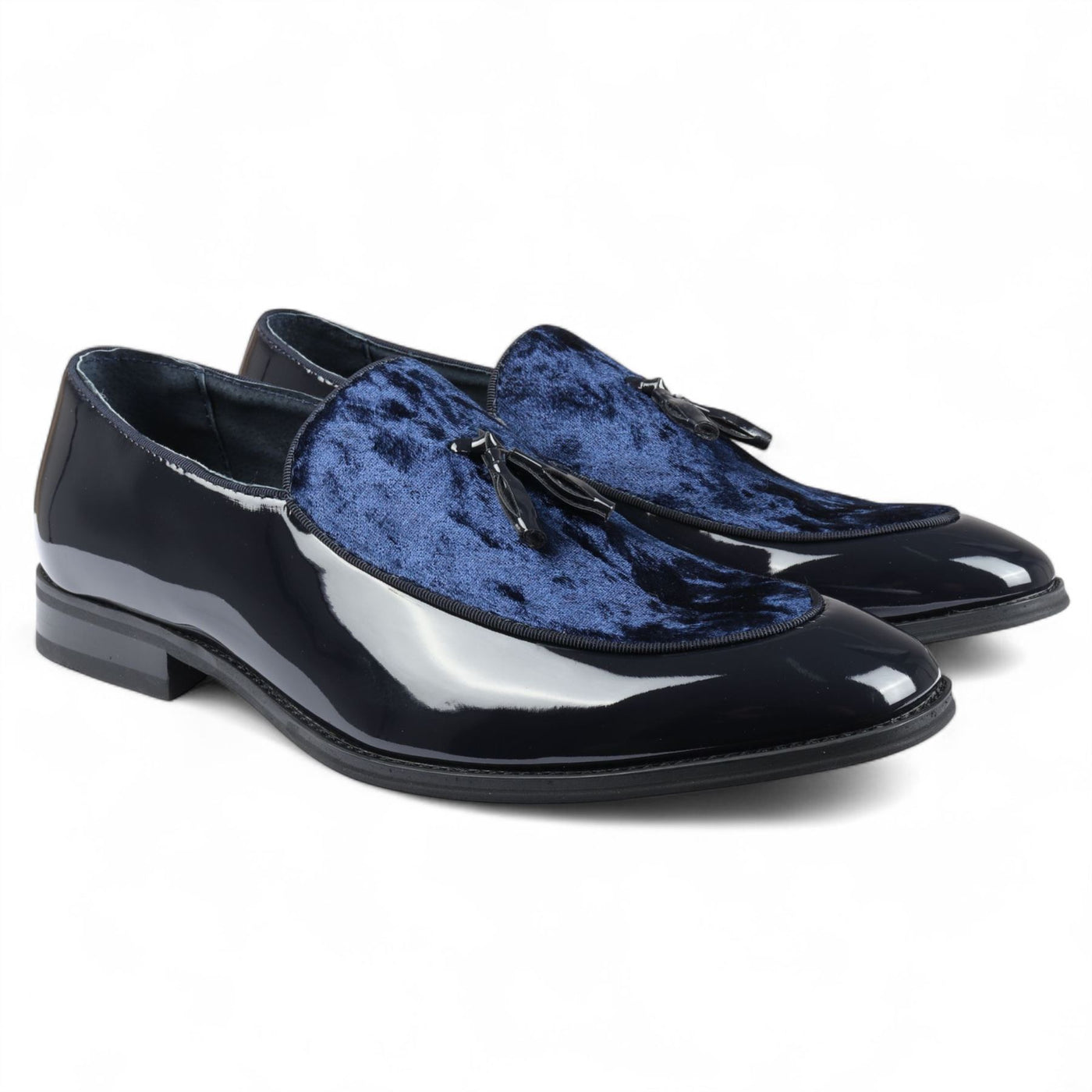 Men's Velvet Tassel Loafers Formal Patent Dress Shoes