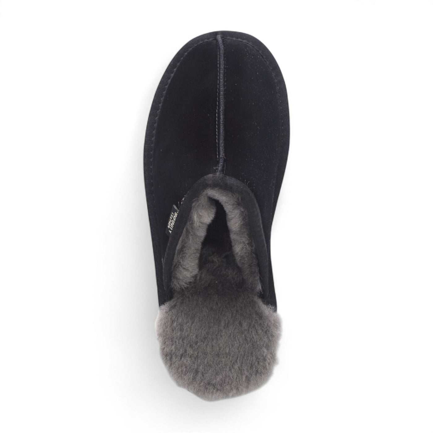 Men's Genuine Sheepskin Black Suede Mule Winter Warm Non-Slip - Highland