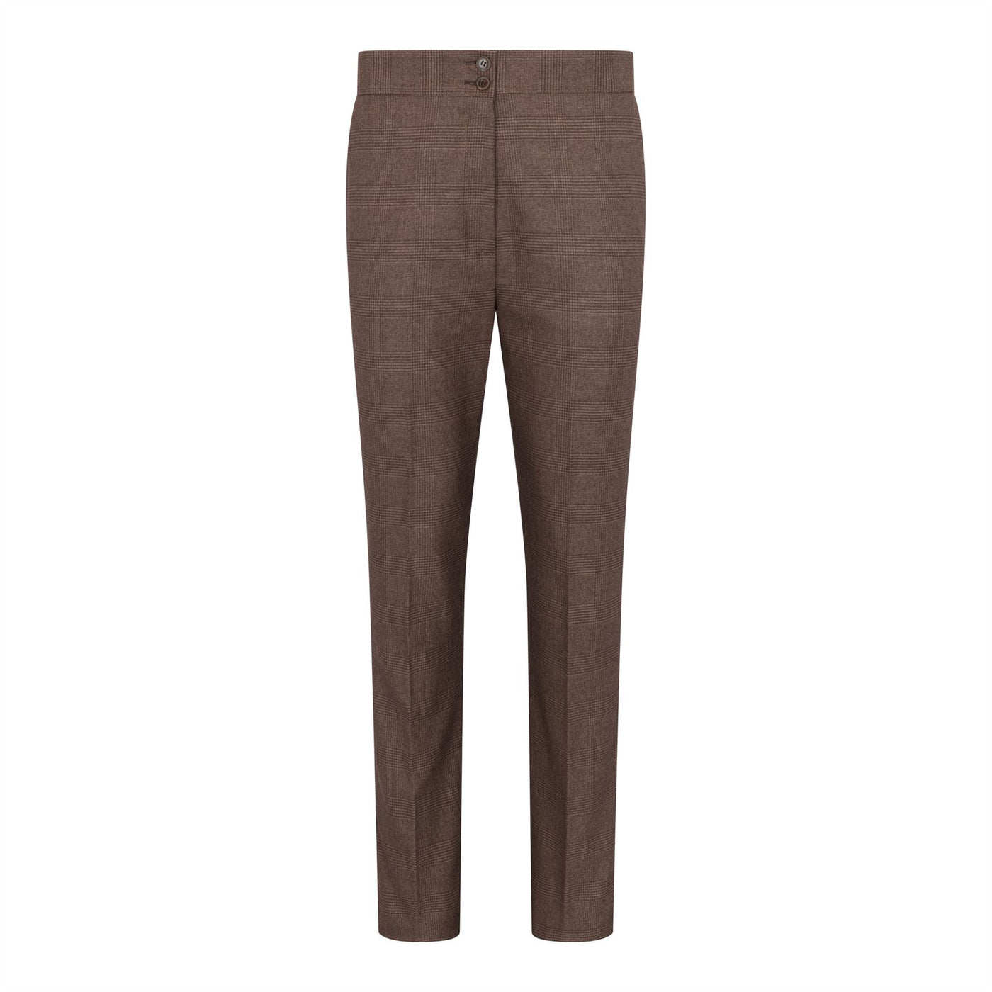 Women's Brown Three-Piece Tailored Fit Suit in Prince of Wales Check
