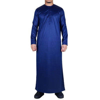 Men's Thobe Robe Satin Emirati Islamic Jubba Eid Regular Fit