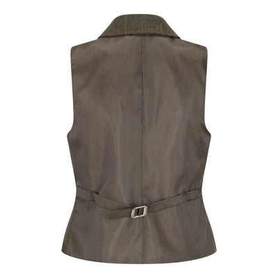 Women's Olive 2 Piece Set Tweed Blazer Waistcoat in Herringbone Check