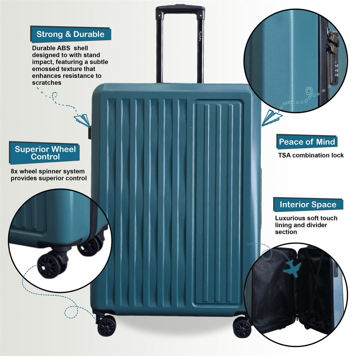 ABS Hard Shell Suitcase Luggage Set Travel Carry on Cabin Bag