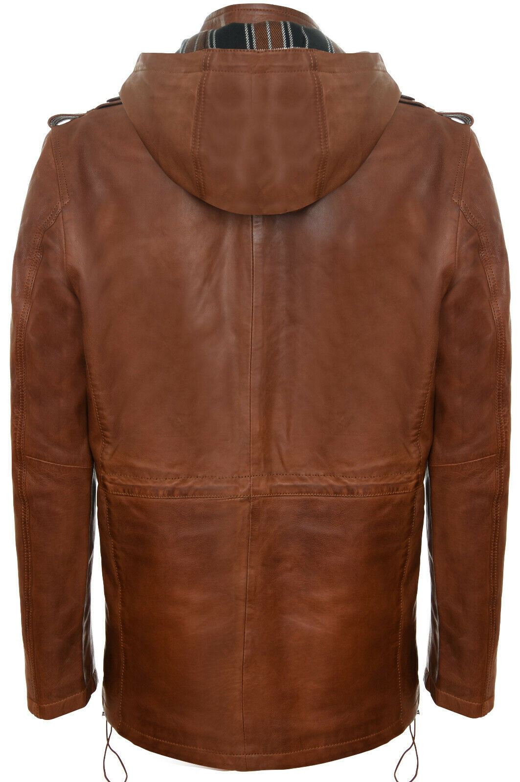 Mens Hooded Trench Multi-Pocket Overcoat Leather Jacket – Infinity