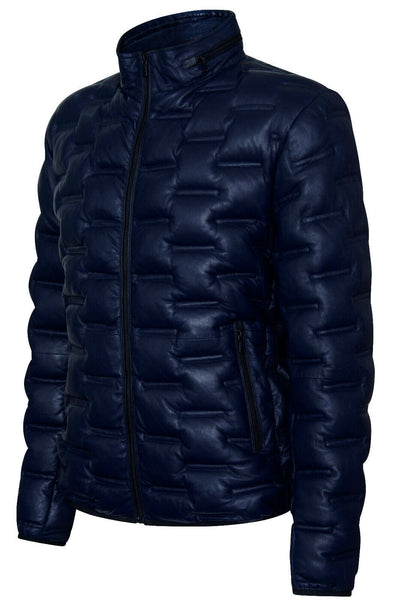 Mens Quilted Puffer Leather Bomber Jacket - Torpoint - Upperclass Fashions 