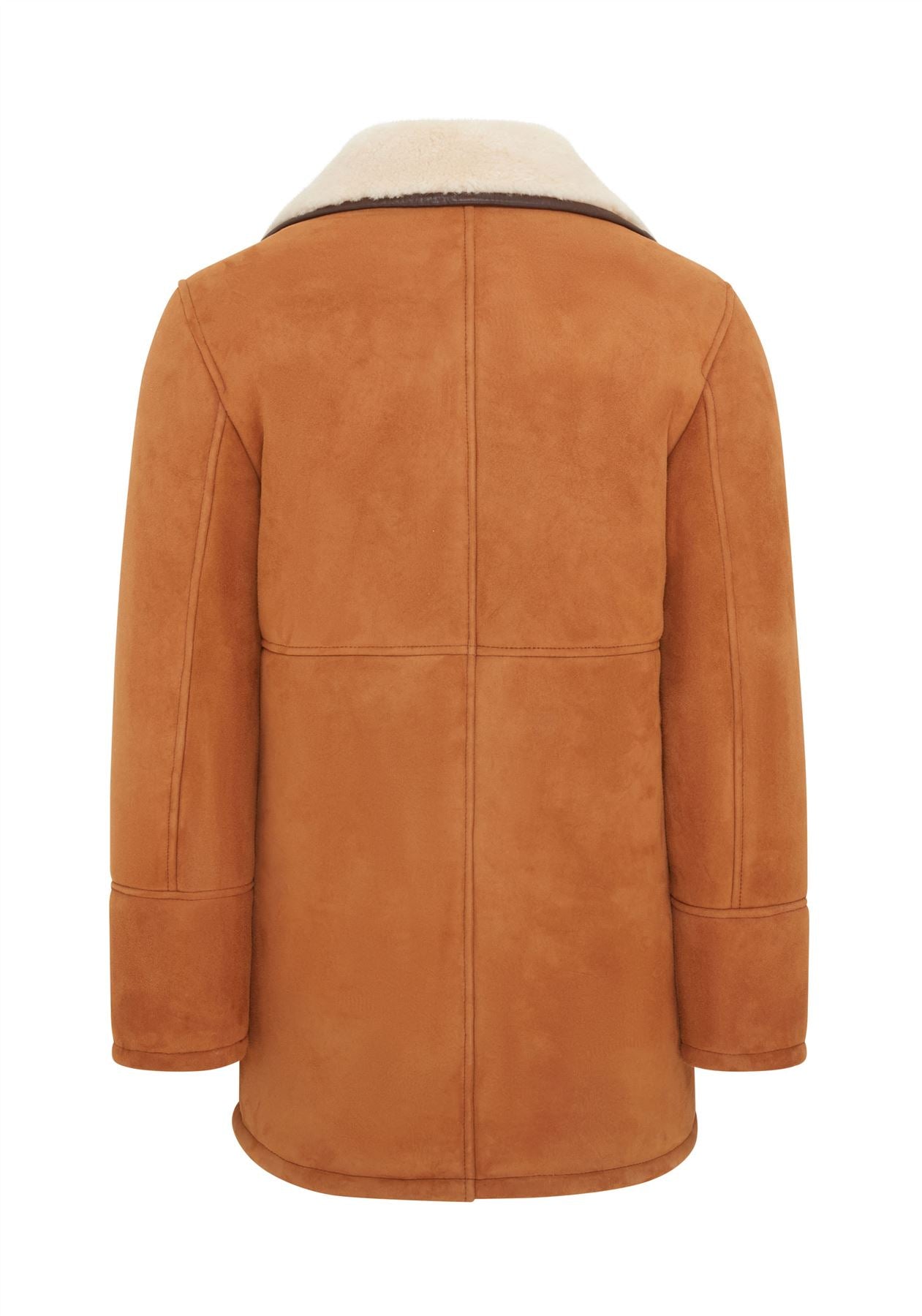 Mens Tan Shearling Sheepskin Car Coat - Cordova