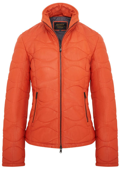 Womens Puffer Quilted Bomber Leather Jacket - Hamar