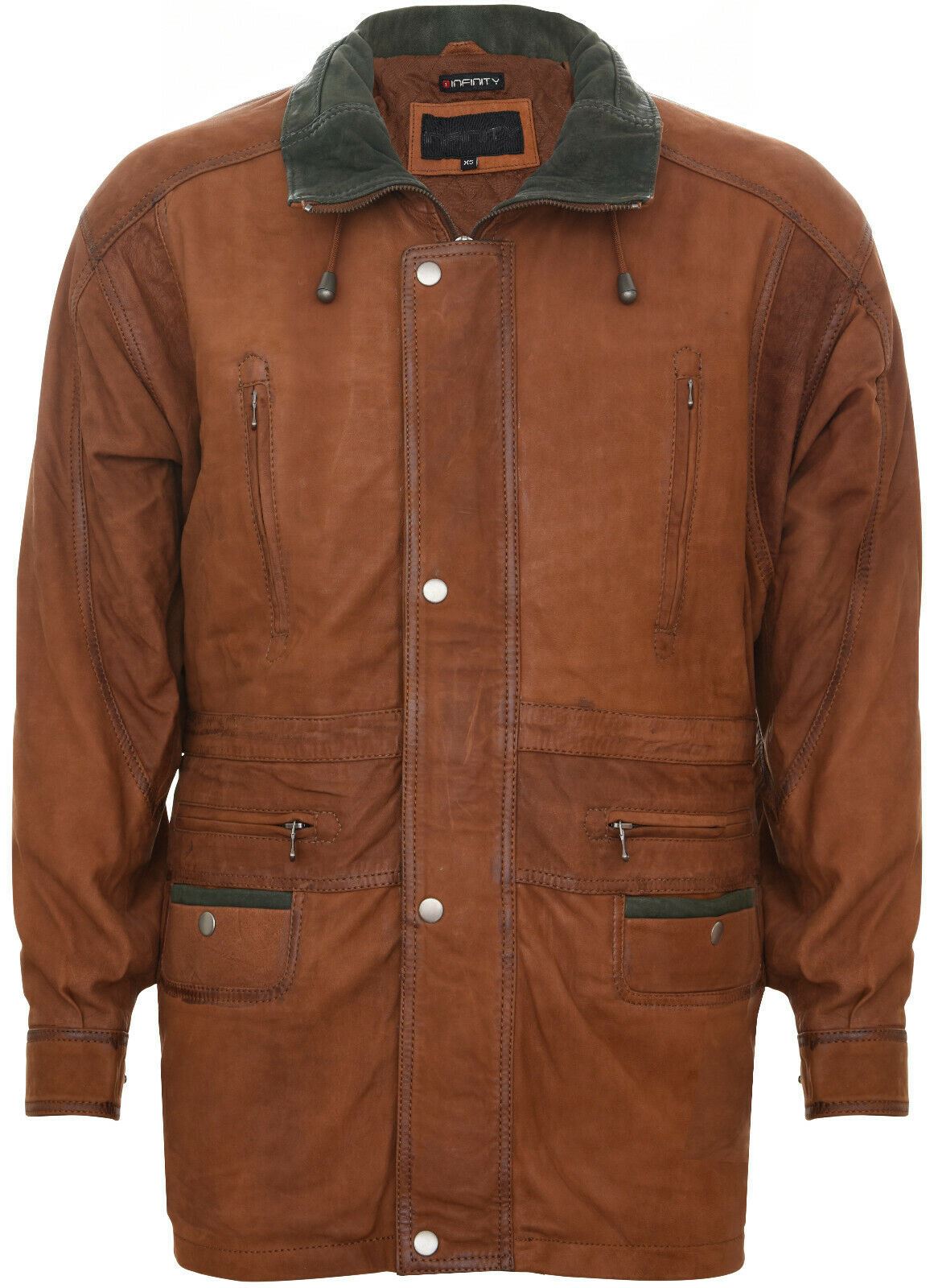 Mens Soft Italian Leather Parka Coat-Winnipeg
