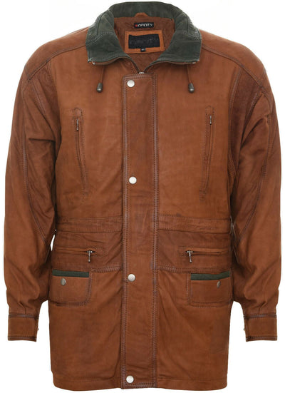 Mens Soft Italian Leather Parka Coat-Winnipeg