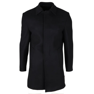 Men's Wool Blend Classic Collar Black Overcoat