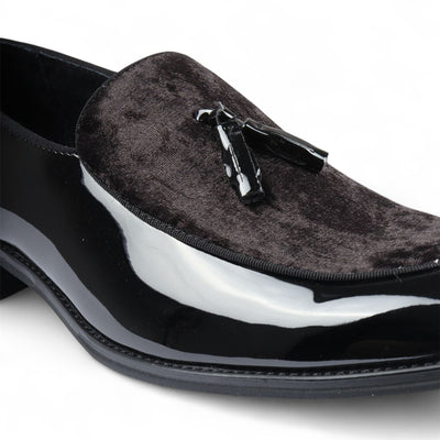 Men's Velvet Tassel Loafers Formal Patent Dress Shoes