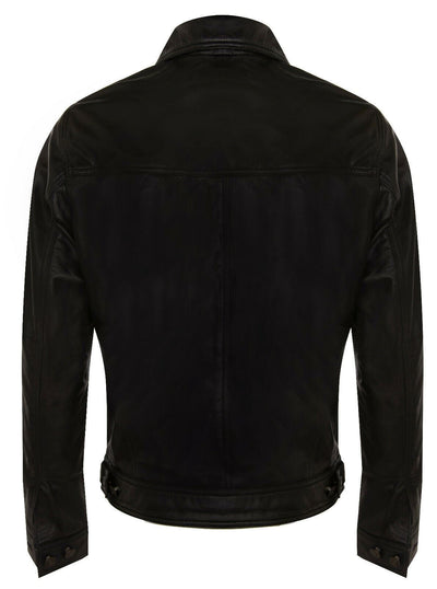 Men’s Retro Leather Trucker Jacket-Constantine